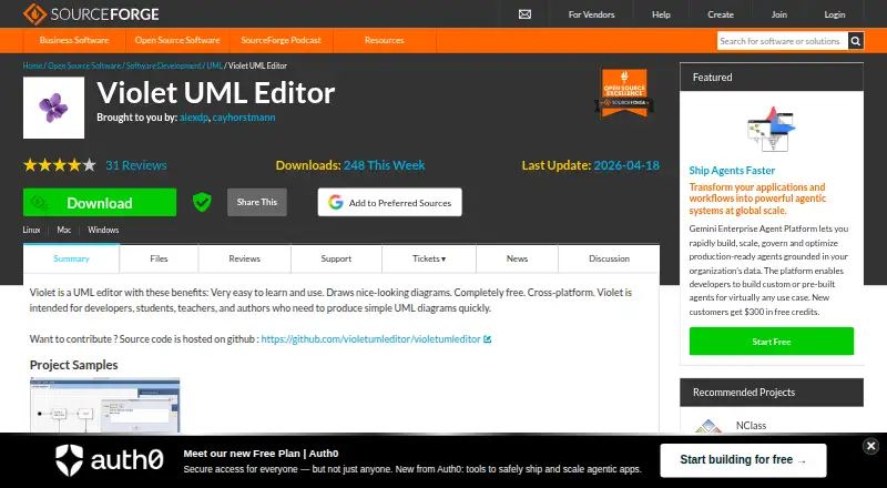 Violet UML Editor's website