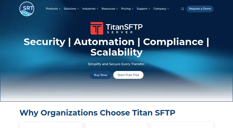 Titan SFTP Server's website