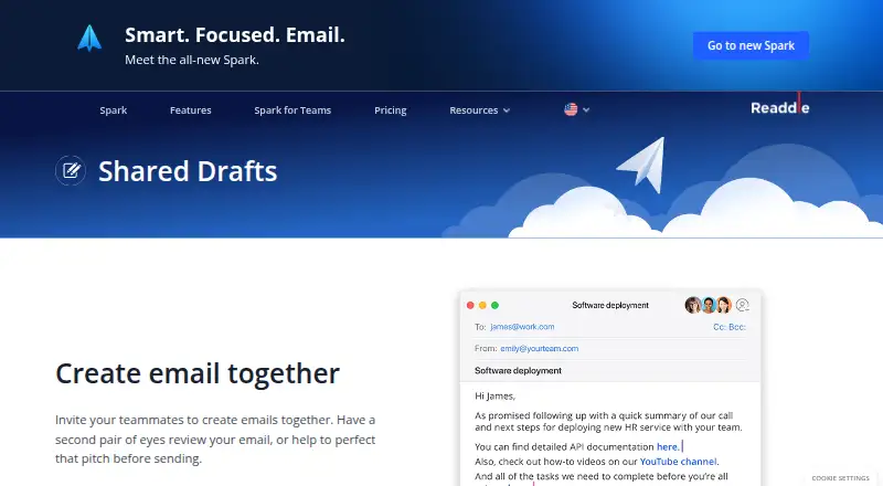 Spark for Teams's website