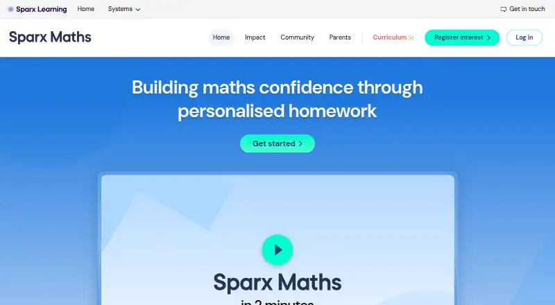 The Sparx Maths homepage