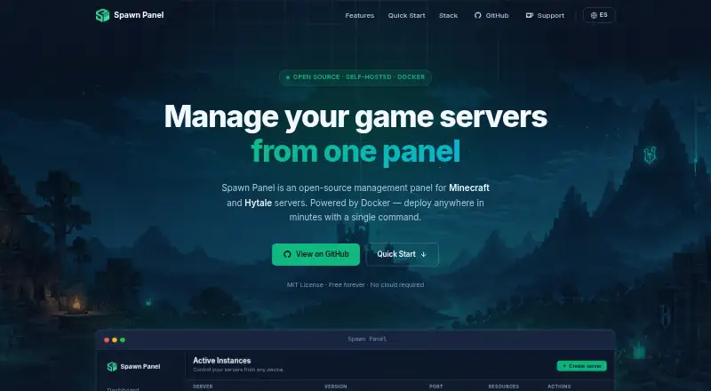 Spawn Panel's website