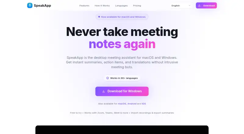The SpeakApp homepage
