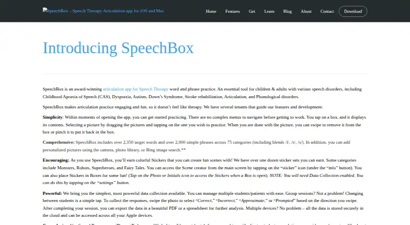 SpeechBox's website