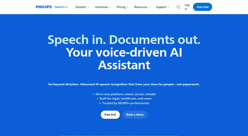 Philips SpeechLive's website