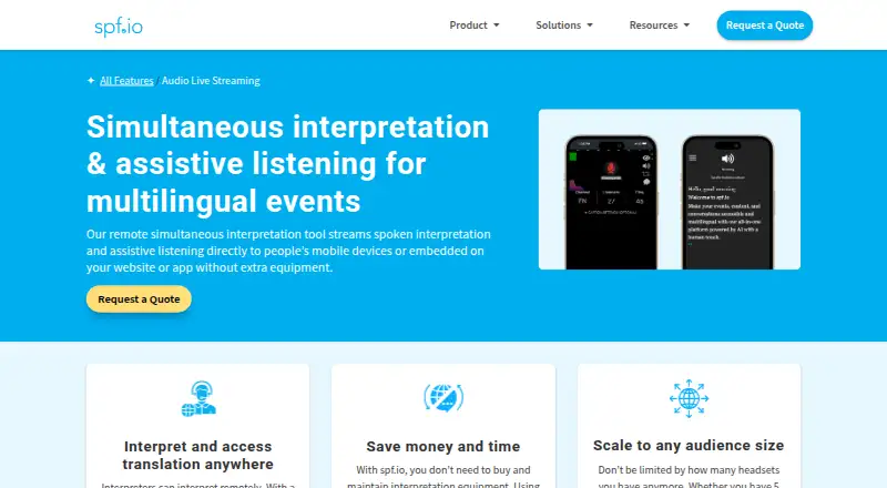 SPF Remote Simultaneous Interpretation's website
