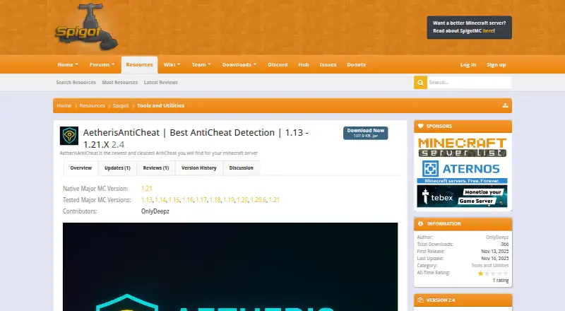 AetherisAntiCheat's website