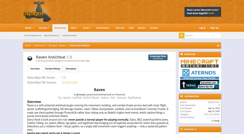Raven Anticheat's website