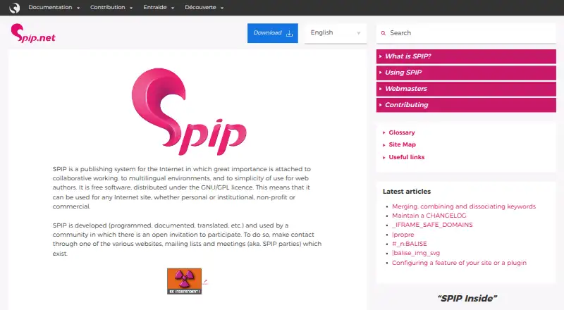 The SPIP homepage