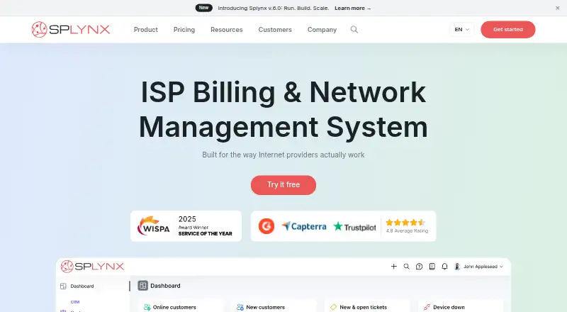 The Splynx homepage