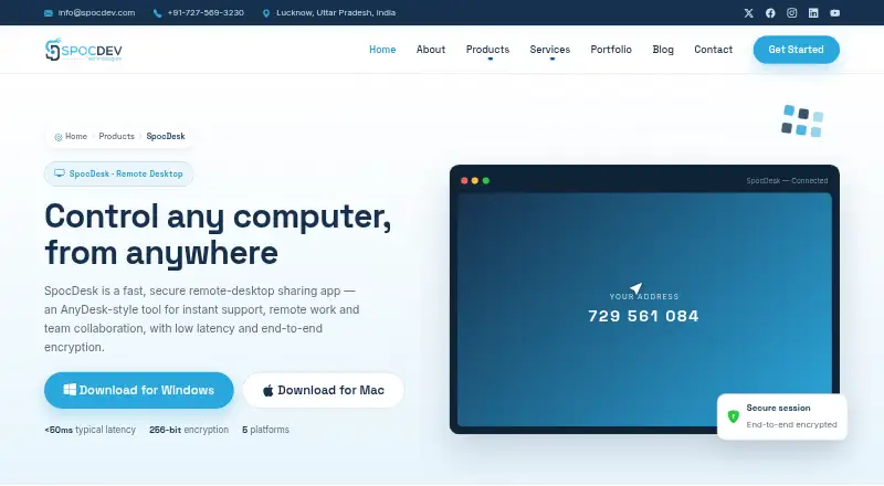 SpocDesk's website