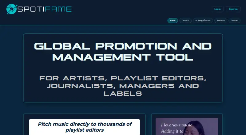 Spotifame's website