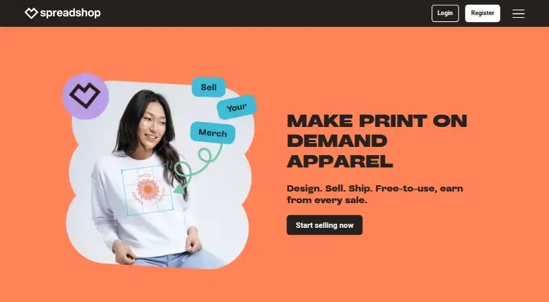Spreadshop's website
