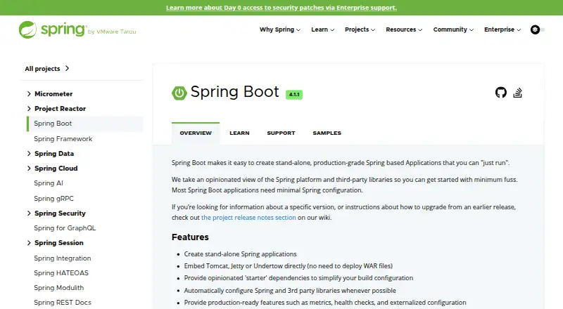Spring Boot's website
