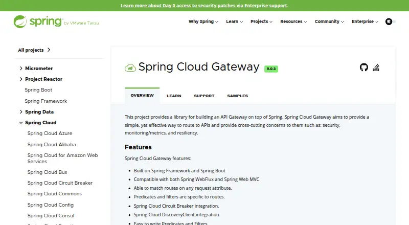 Spring Cloud Gateway's website