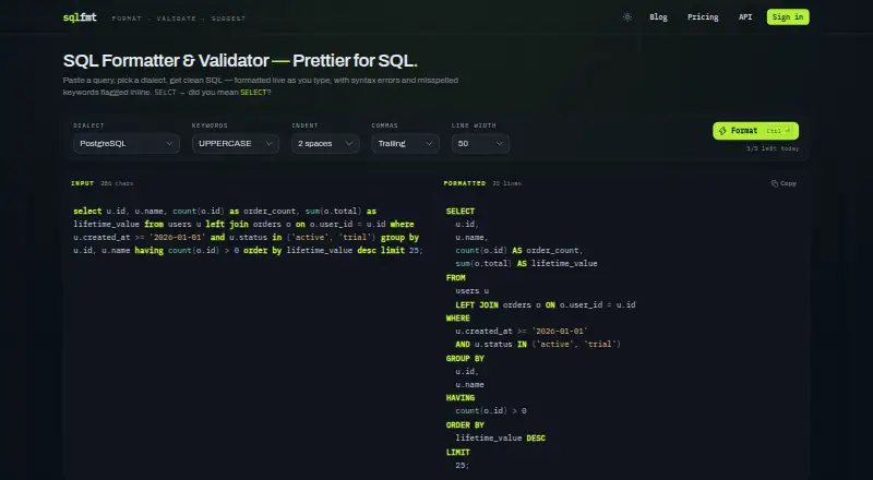 sqlfmt's website