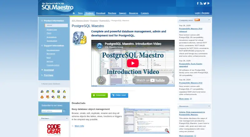 PostgreSQL Maestro's website