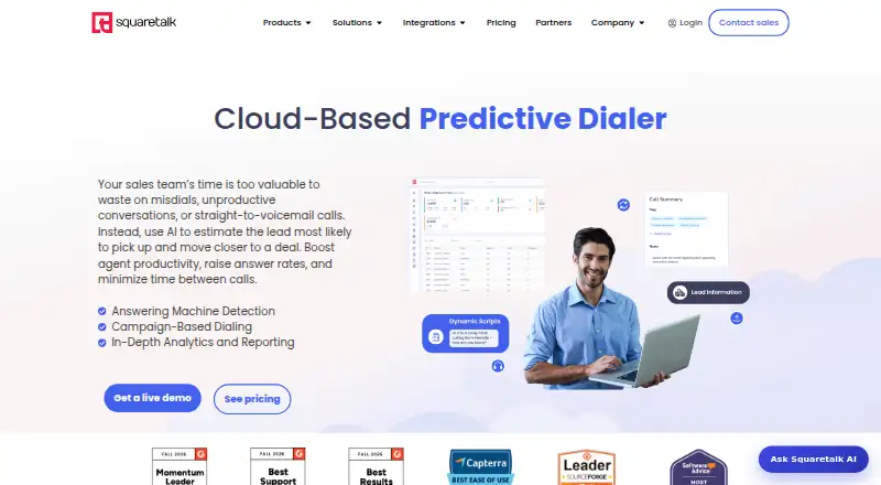 Squaretalk Predictive Dialer's website