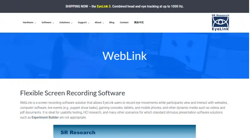 SR Research WebLink's website