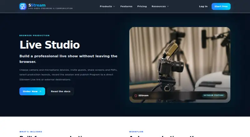 SStream Live Studio's website