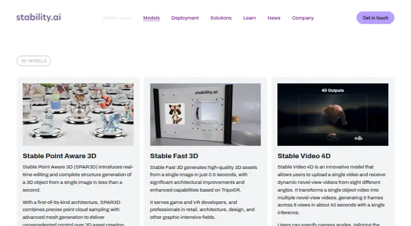 Stable Fast 3D's website