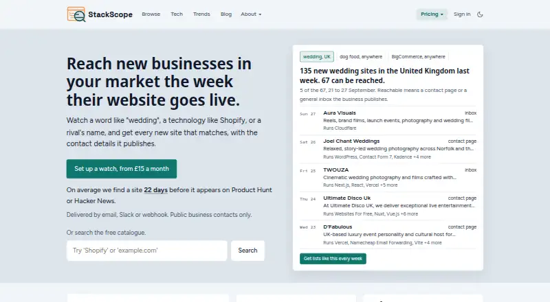 StackScope's website