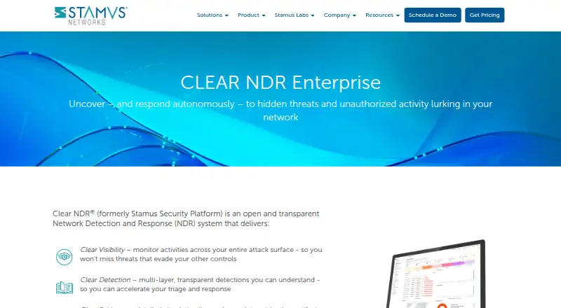 The Clear NDR - Enterprise homepage