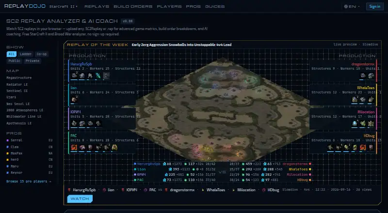 SC2 Replay AI Coach's website
