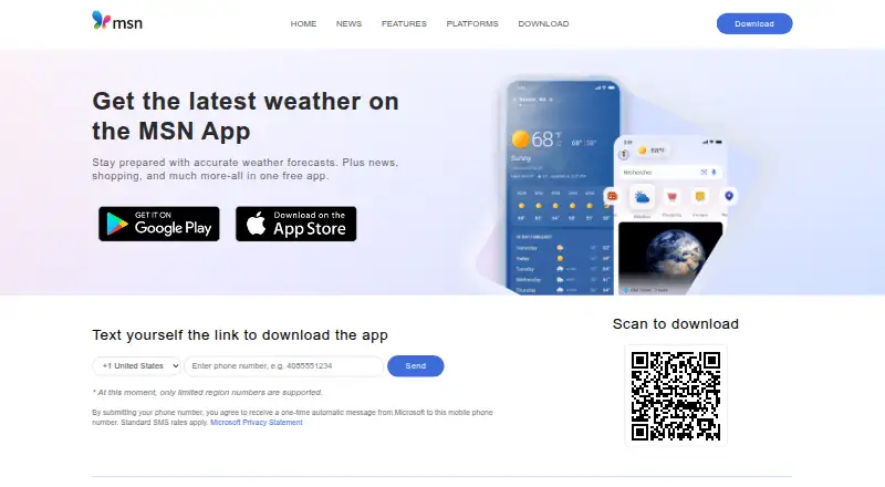 Microsoft Start Weather's website