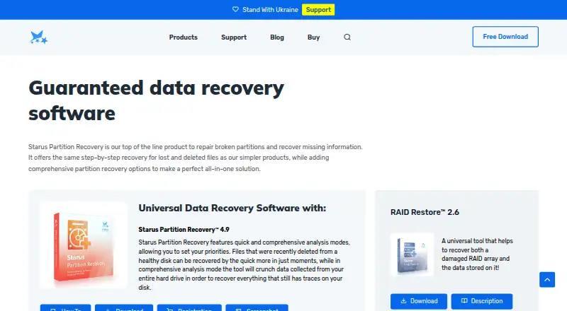 Starus Partition Recovery's website