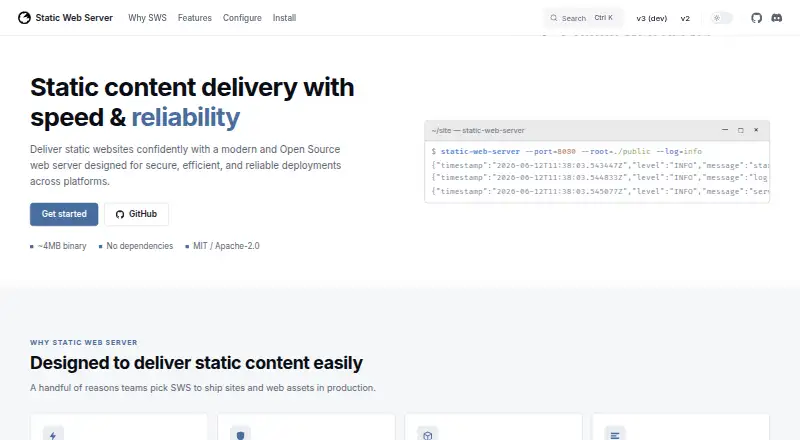 Static Web Server's website