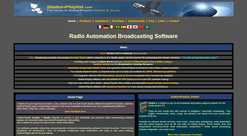 StationPlaylist's website