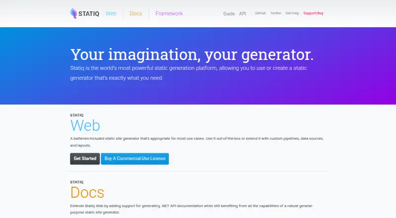 Statiq's website