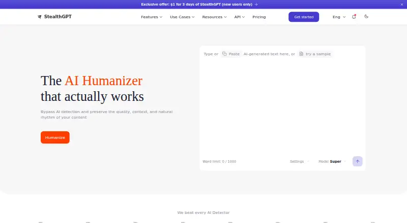 StealthGPT's website