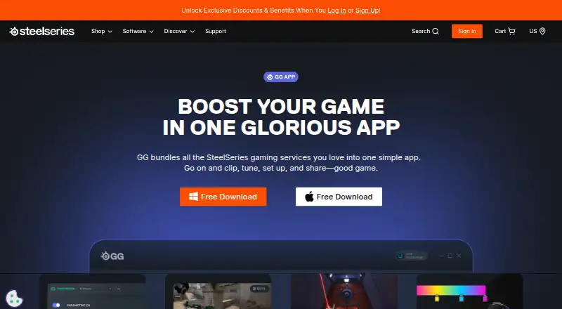 The SteelSeries GG homepage