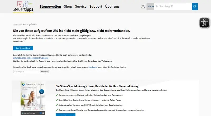 The SteuerSparErklärung homepage