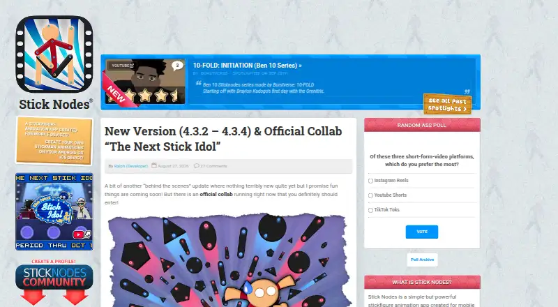 The Stick Nodes homepage