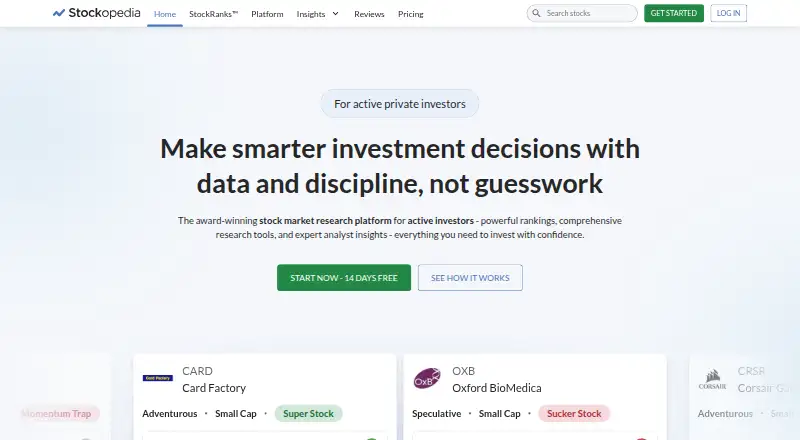 Stockopedia's website