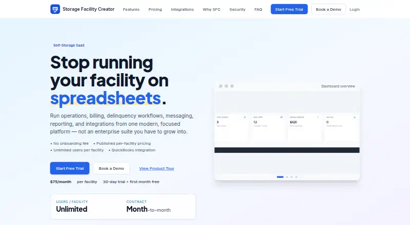 Storage Facility Creator's website