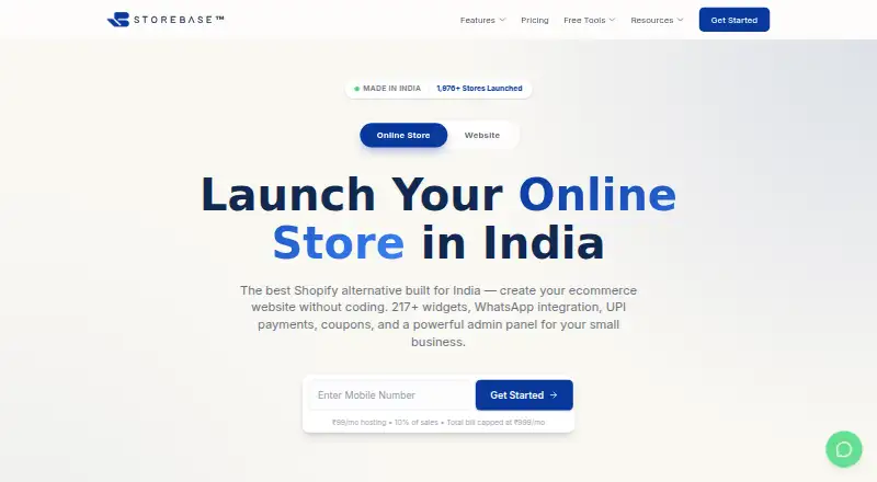 The StoreBase homepage