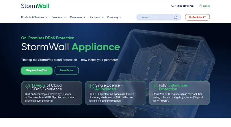 StormWall Appliance's website