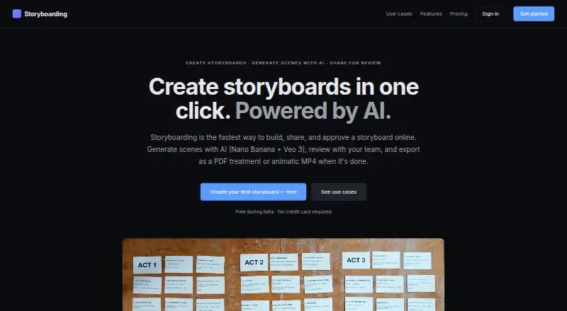 The Storyboarding homepage