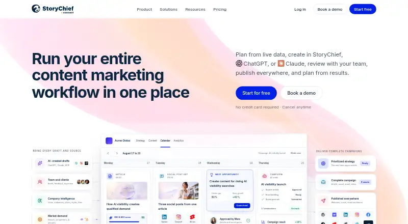 StoryChief's website