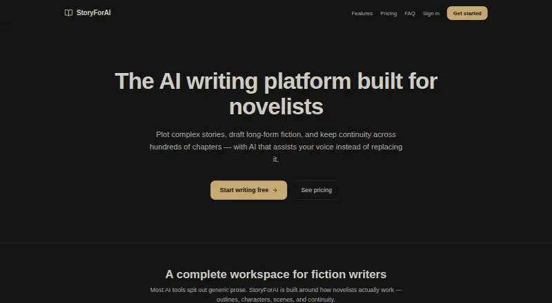 The StoryForAI homepage