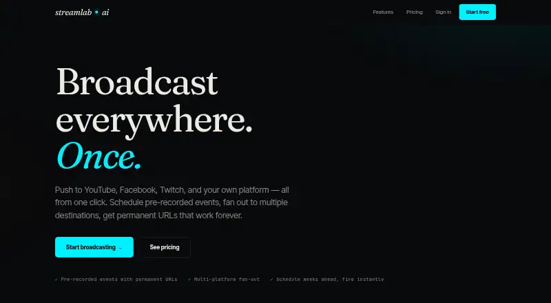 StreamLab AI's website