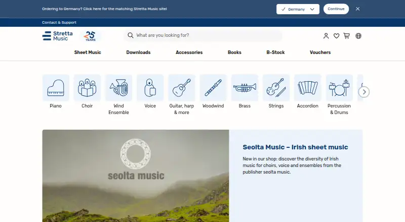 Stretta Music's website