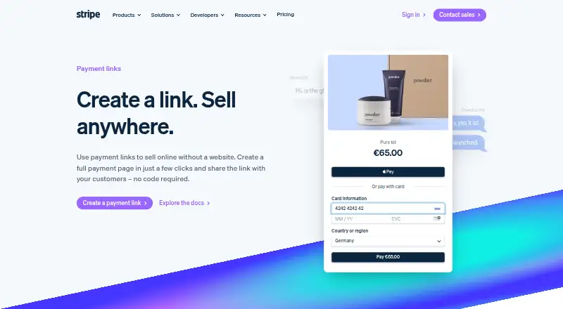 Stripe Payment Links's website