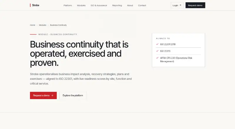 Strobe Business Continuity's website