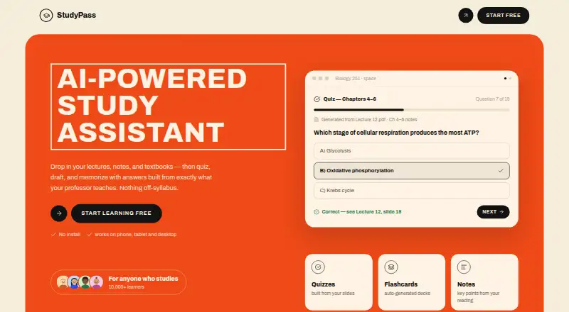 The StudyPass homepage