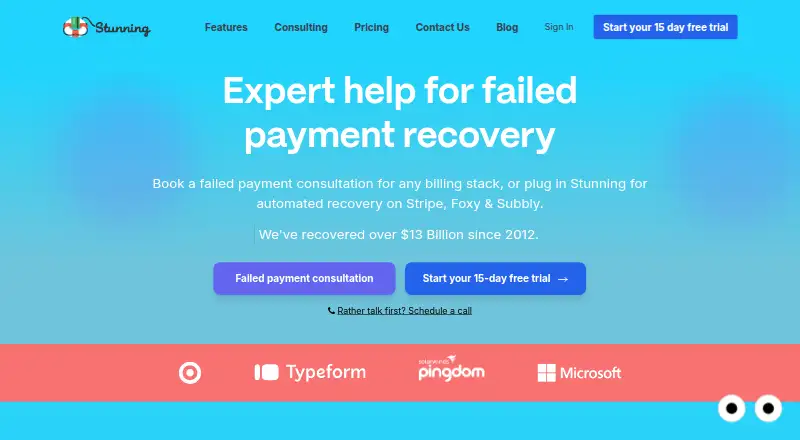 The Stunning homepage
