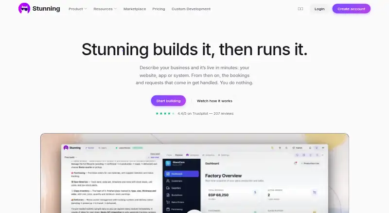 The Stunning homepage